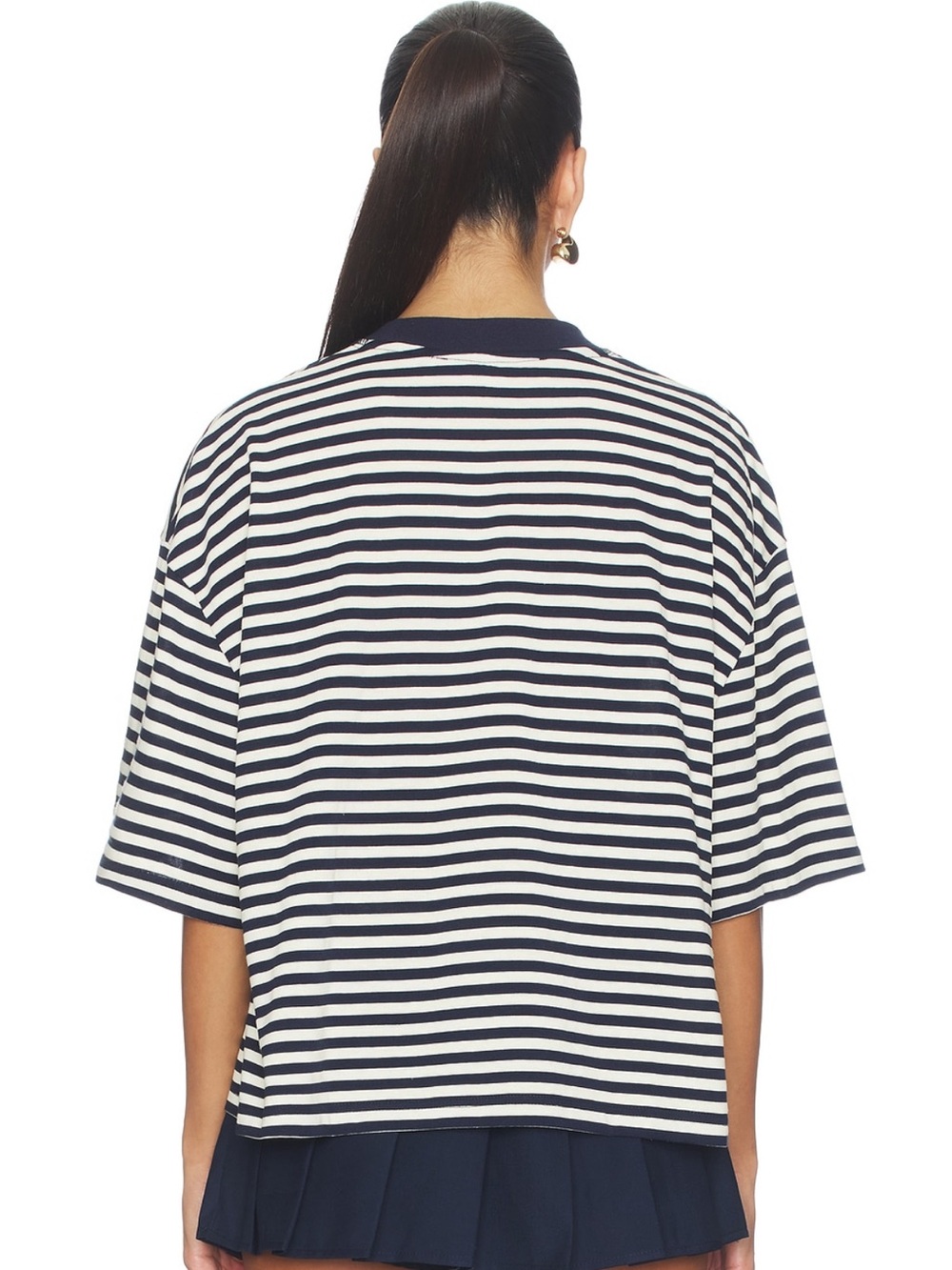Lioness Bloom Short Sleeve Tee in navy white stripe M - Picture 4 of 9